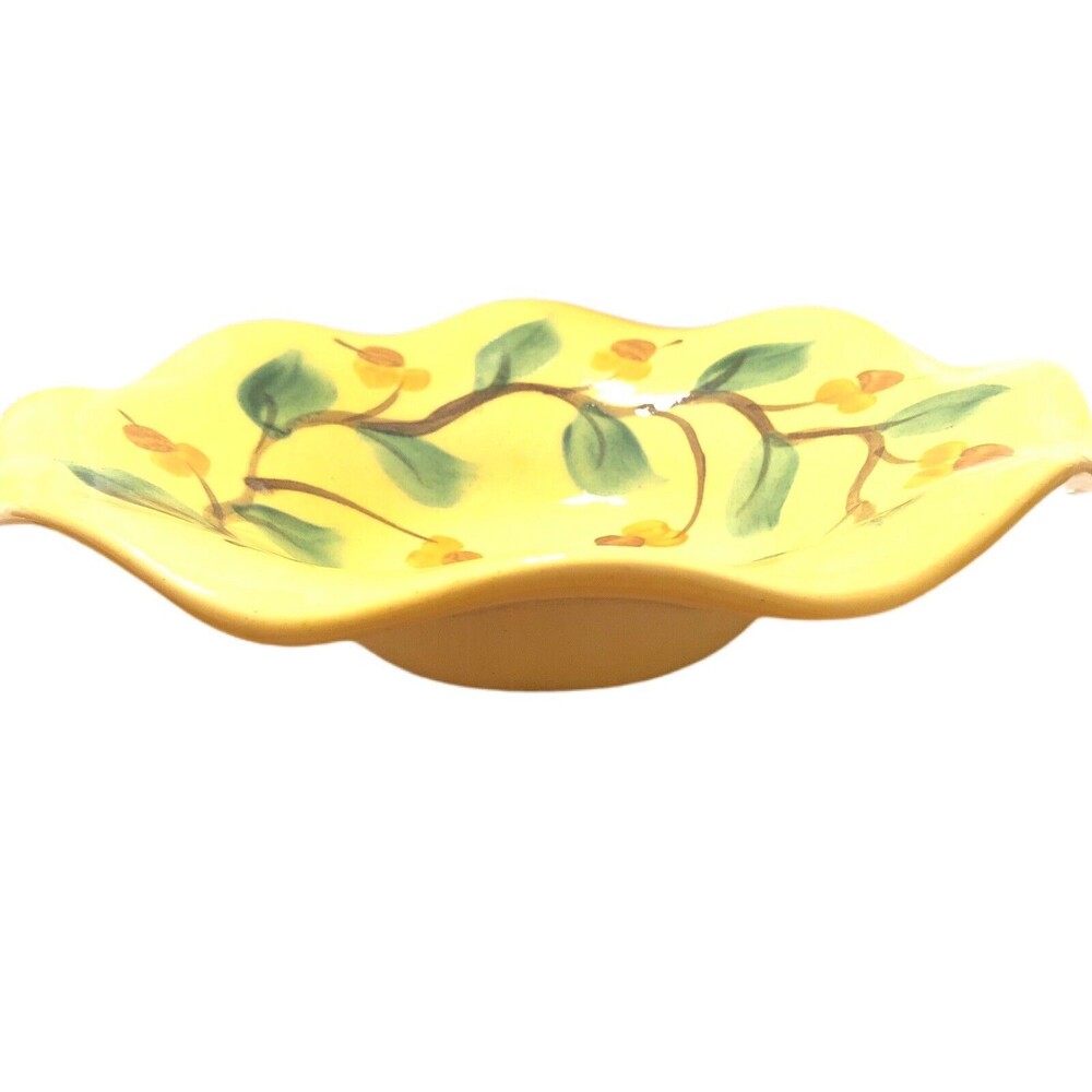 Gail Pittman Signed Siena Ruffled 10.5"‎ Compote Bowl/Candle Holder Hand Painted